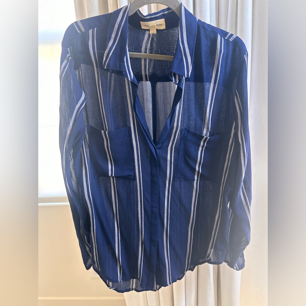 Cloth & Stone - Long Sleeve Striped Button Down Shirt - Medium